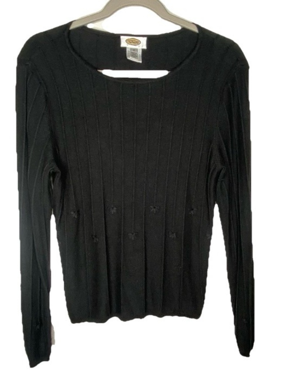 Talbots Silk Cotton Cashmere Long Sleeve Sweater M Black